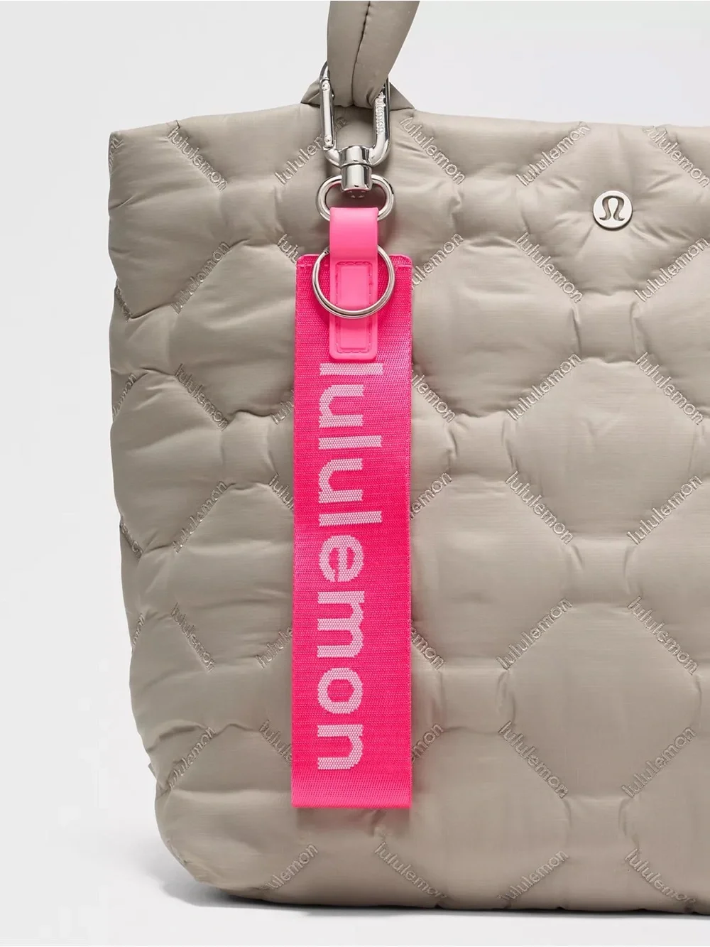 Lululemon Never Lost Keychain- Flamingo Fun/Pink Pearl/Silver